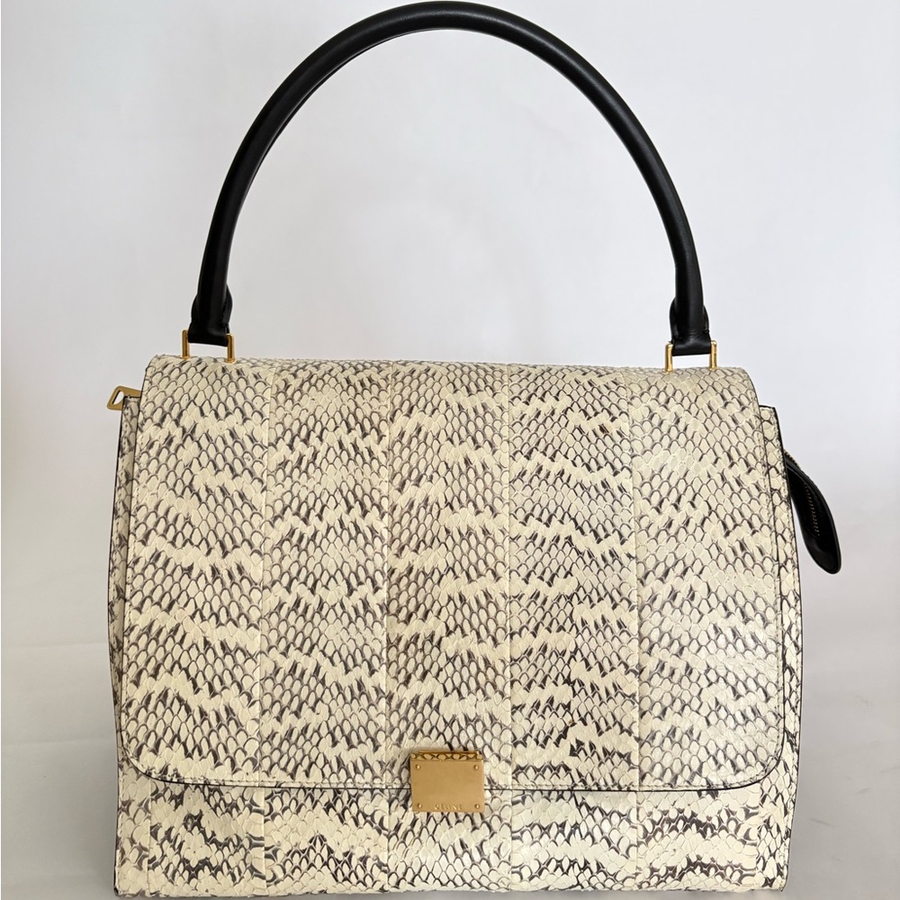 Céline Vintage Python Leather Structured Top Hand… - image 1